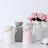 European-style creative ribbon ceramic vase dining room table dry flower arrangement table top decoration at home - V.I.P Digital Presence