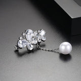 Zircon Butterfly Pin Fashion Korean Edition AAA Zircon Butterfly Design Pearl Women's Small Suit Accessories - V.I.P Digital Presence