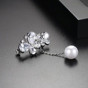 Zircon Butterfly Pin Fashion Korean Edition AAA Zircon Butterfly Design Pearl Women's Small Suit Accessories - V.I.P Digital Presence