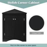 Black Triangle Bathroom Storage Cabinet with Adjustable Shelves, Freestanding Floor Cabinet for Home Kitchen - V.I.P Digital Presence