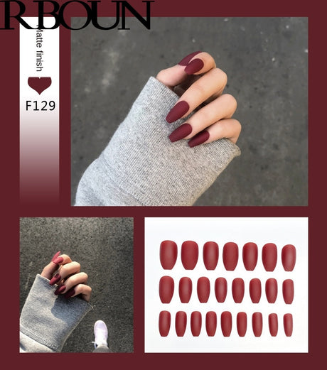 Nail Art Fake Nails Stiletto Tips Clear Press on Long False with Glue Coffin Stick Display Full Cover Artificial Designs Matte - V.I.P Digital Presence