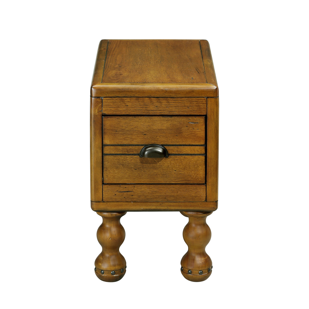 Solid wood end table, rectangular 23.6 inch narrow edge table with drawers, vintage bedside table， Antique Brown - V.I.P Digital Presence