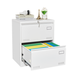 Horizontal file cabinet, 2 drawers, white file cabinet with lock, metal file cabinet with lock, 3 drawers, legal office cabinet - V.I.P Digital Presence