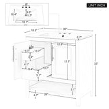 30" Bathroom Vanity with Sink, Multi-functional Bathroom Cabinet with Doors and Drawers, Solid Frame and MDF Board, Grey - V.I.P Digital Presence