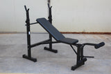 Banco de pesas olímpico con set de press de banca con soporte para sentadillas y banco para entrenamiento de cuerpo completo en el gimnasio en casa