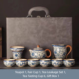 Blue and white rice yellow Ru kiln Kung Fu tea set household ceramic teapot - V.I.P Digital Presence