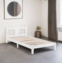 Twin Bed with Column-Decoration Headboard, with Bed Slats,White - V.I.P Digital Presence