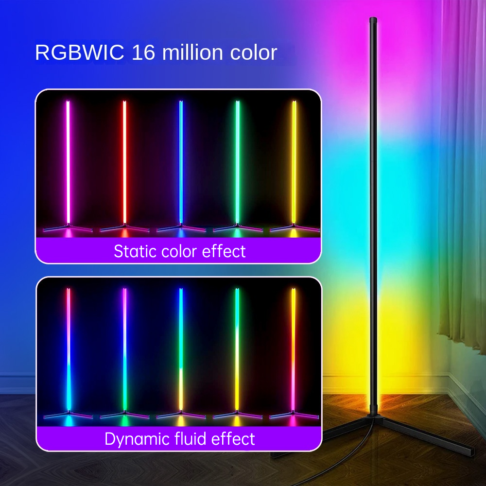 Ambient Floor Lamp RGBIC Corner Light Three-Section Spliced Bluetooth LED Modern Minimalist Table Lamp Voice-Activated Light - V.I.P Digital Presence