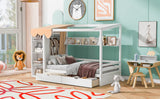 Twin size House Bed with Two Drawers and Wardrobe,White - V.I.P Digital Presence