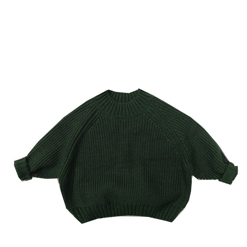 New Children Vintage Knitted Sweater Baby Girl Solid Casual Knitwear Boys Loose Versatile Pullover Kids Thicken Warm Tops - V.I.P Digital Presence