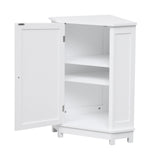 White Bathroom Cabinet Triangle Corner Storage Cabinet with Adjustable Shelf Modern Style MDF Board - V.I.P Digital Presence