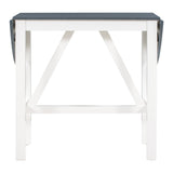 TOPMAX 3-Piece Wood Counter Height Drop Leaf Dining Table Set with 2 Upholstered Dining Chairs for Small Place White+Gray