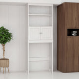 Over The Toilet Rack 2 -Tier Toilet Bathroom Spacesaver Storage Shelf with 2 Doors Wood Storage Organizer Cabinet - V.I.P Digital Presence