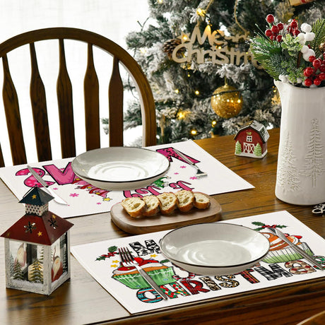 Cake linen placemat Christmas kitchen restaurant decoration insulation mat printed snowman table mat - V.I.P Digital Presence