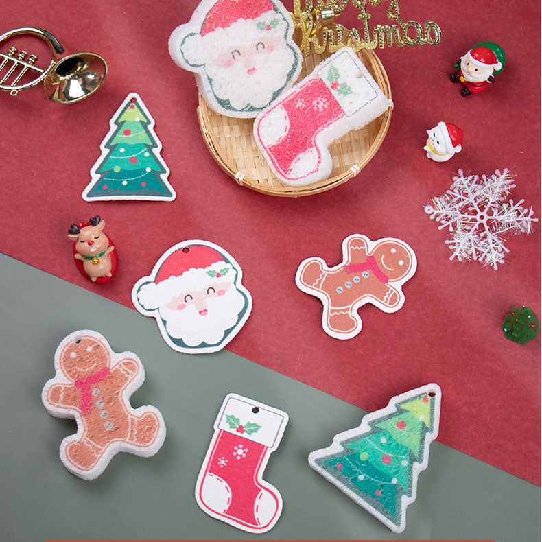 Christmas supplies, printed wood pulp, dishwashing cotton, kitchen cleaning, absorbent, non greasy, compressed wood pulp cotton, - V.I.P Digital Presence