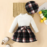 ma&baby 6M-3Y Toddler Infant Newborn Baby Girls Clothes Sets Knit Long Sleeve Tops Plaid Skrits Hat Fall Spring Outfits  D05 - V.I.P Digital Presence
