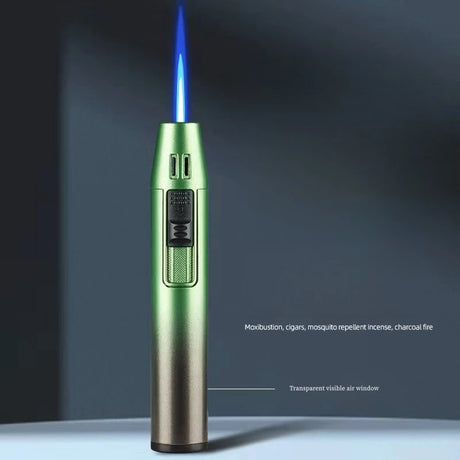 Pen Metal Lighter Mini Spray Gun Inflatable Windproof Butane Gas Lighter Adjustable Straight Shot Blue Flame Cigarette Tools - V.I.P Digital Presence