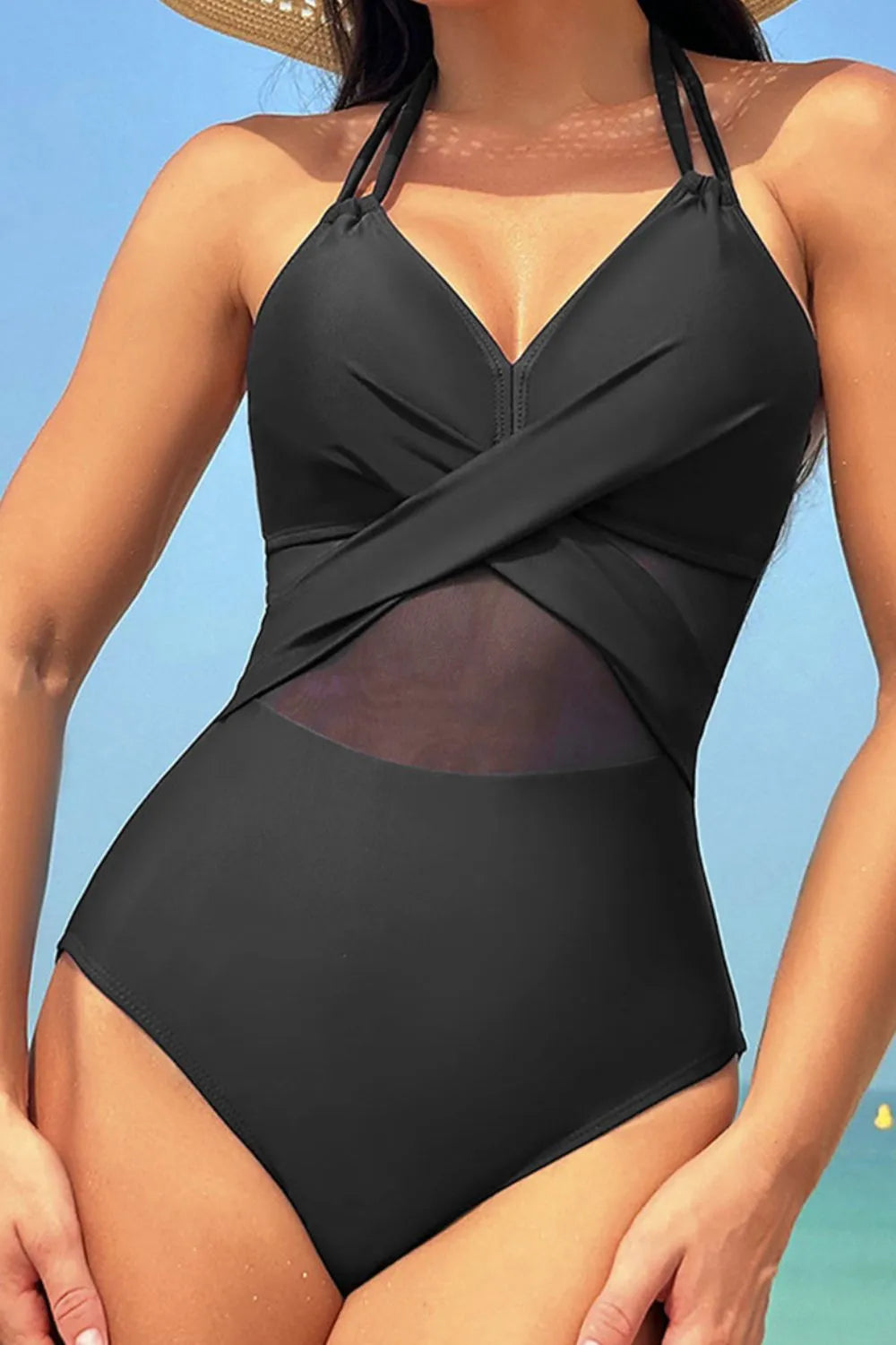Crisscross Halter Neck One-Piece Swimwear - V.I.P Digital Presence