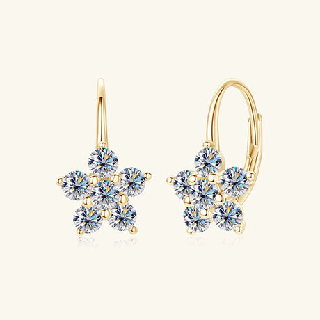 1.2 Carat 925 Sterling Silver Moissanite Flower Huggie Earrings - V.I.P Digital Presence