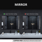 24x36 inch aluminum frame round rectangular bathroom wall mirror, matte black rust proof, tempered glass mirror - V.I.P Digital Presence