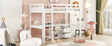 Twin Loft Wood Bed with Under-bed, Built-in Desk, a Storage Cabinet of 2 Drawers, Guardrails, Ladder,White - V.I.P Digital Presence