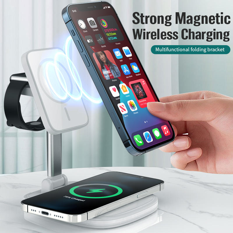 Multi functional wireless charging desktop magnetic bracket suitable for folding wireless chargers for Apple and Huawei phones - V.I.P Digital Presence