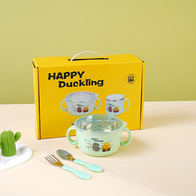 304 stainless steel children's tableware set cute baby food bowl stainless steel tableware children's water cup - V.I.P Digital Presence
