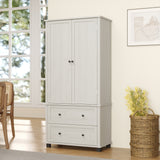 70 inch high kitchen pantry storage cabinet with 2 drawers and 3 shelves, large storage cabinet (antique white) - V.I.P Digital Presence