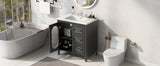 30" Bathroom Vanity with Sink, Bathroom Vanity Cabinet with Two Drawers and Door, Adjustable Shelf, Solid Wood and MDF, Black - V.I.P Digital Presence
