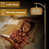 Arc Floor Lamp with 3 Color Temperatures, LED Gold Floor Lamp with Remote & Stepless Dimmable Bulb, Boho Standing Lamp - V.I.P Digital Presence
