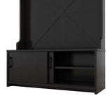Hall tree with roof rack and storage platform, corridor shoe cabinet with sliding door, clothes hanger with 5 hooks black - V.I.P Digital Presence