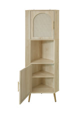 Corner cabinet ,Rattan door,Freestanding Corner Tables For Small Spaces, Corner Shelf Stand For Living Room, Kitchen, Bathroom - V.I.P Digital Presence