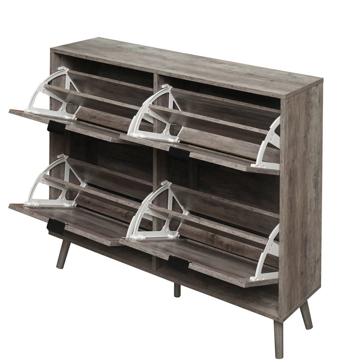 4 Door Shoe Rack, Freestanding Modern Shoe Storage Cabinet, for Entryway - V.I.P Digital Presence
