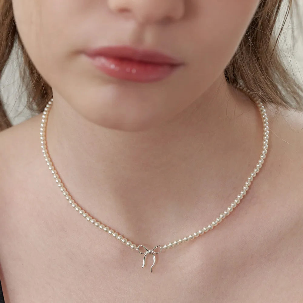 Copper Pearls Bow Necklace - V.I.P Digital Presence