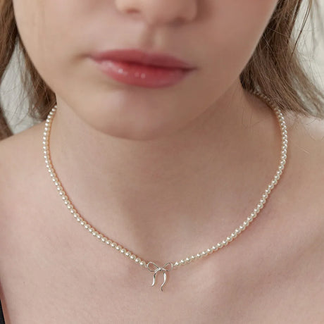 Copper Pearls Bow Necklace - V.I.P Digital Presence