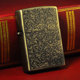 Kerosene lighter windproof retro style grinding wheel personalized bronze relief fuel dispenser - V.I.P Digital Presence