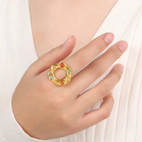 Titanium Steel Glass Bead Ring - V.I.P Digital Presence