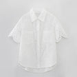 Summer NewStyle Women's Fashion Casual Short Sleeve Hollow Embroidered Shirt Shorts - V.I.P Digital Presence