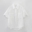 Summer NewStyle Women's Fashion Casual Short Sleeve Hollow Embroidered Shirt Shorts - V.I.P Digital Presence