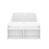 Twin Size Floor Bed with Storage Footboard and Guardrail, White