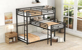 L-shaped Metal Triple Twin Size Bunk Bed, Black - V.I.P Digital Presence