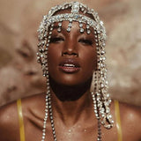 New Tassel Hair Chain Bridal Headpiece for Women Rave Accessories Stage Rhinestone Geometric Head Chain Hat Jewelry Gifts - V.I.P Digital Presence