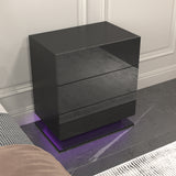Nightstand with 3 Storage Drawers,Led Lights, End Table for Bedroom Furniture - V.I.P Digital Presence
