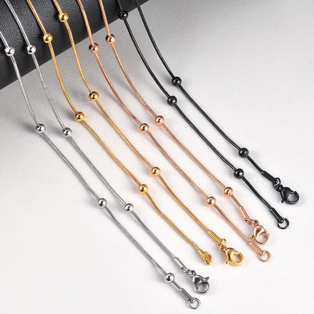 Fashion stainless steel round snake bag bead chain multi-color accessory chain necklace collarbone chain - V.I.P Digital Presence