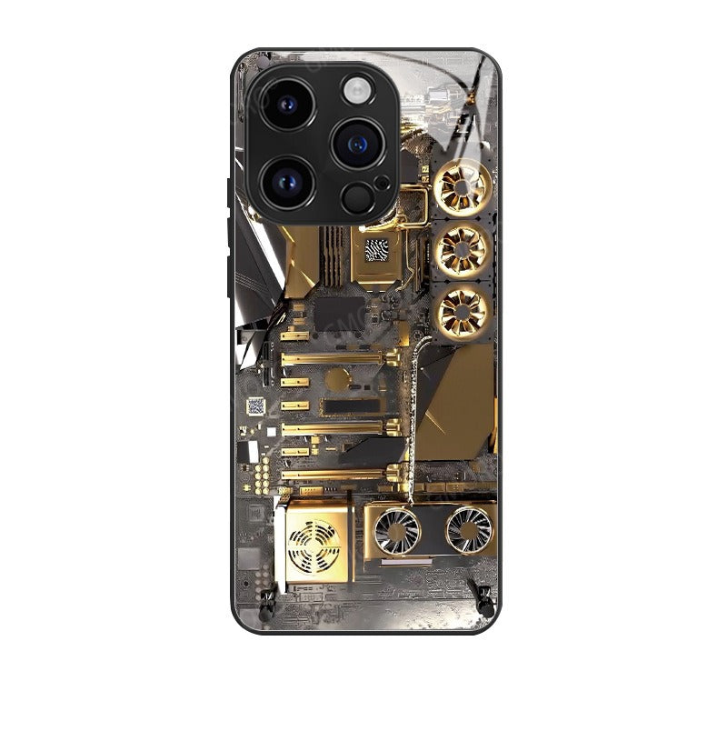 Trendy Cool Circuit Board Phone Case Apple 14 Glass Case iPhone 15 Protective Cover - V.I.P Digital Presence
