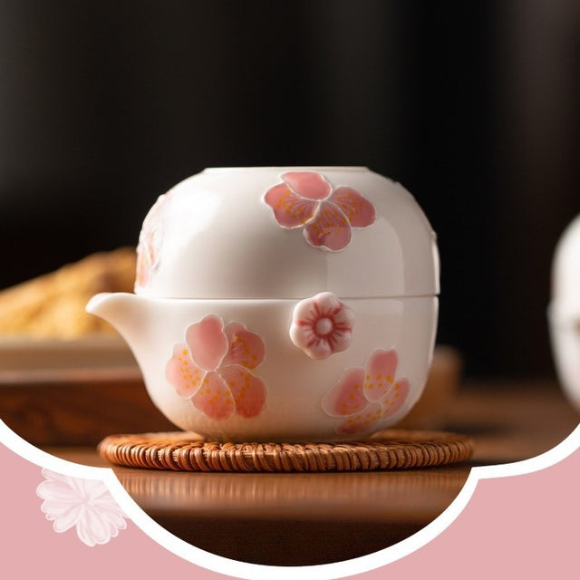 Sakura Kuaike Cup Portable Travel Kung Fu Tea Set One Pot One Cup Ceramic Tea Set Single Tea Maker Female - V.I.P Digital Presence