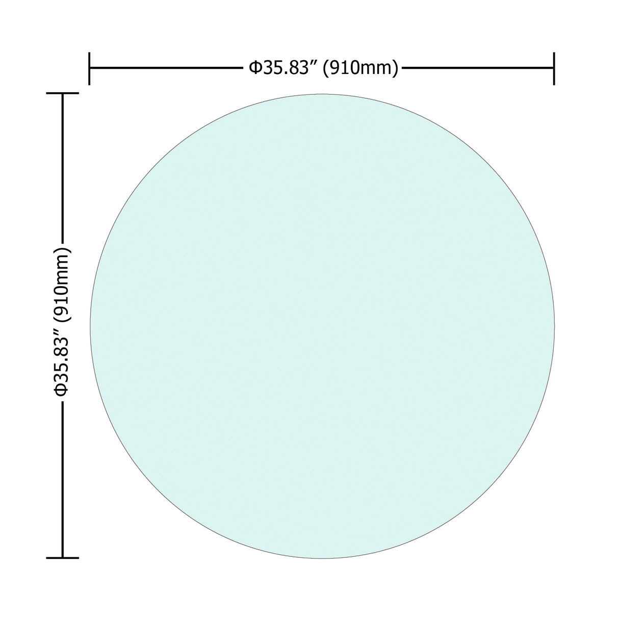 36" Inch Round Tempered Glass Table Top Clear Glass 1/4" Inch Thick Flat Polished Edge - V.I.P Digital Presence