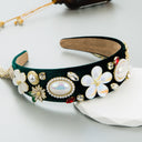 Vintage Baroque New Flower Pearl Tassel Hair Charm Velvet Fabric Headband Accessories - V.I.P Digital Presence