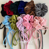 Vintage Velvet Long Ribbon Bow Large Intestine Hair Loop Head Rope Female - V.I.P Digital Presence