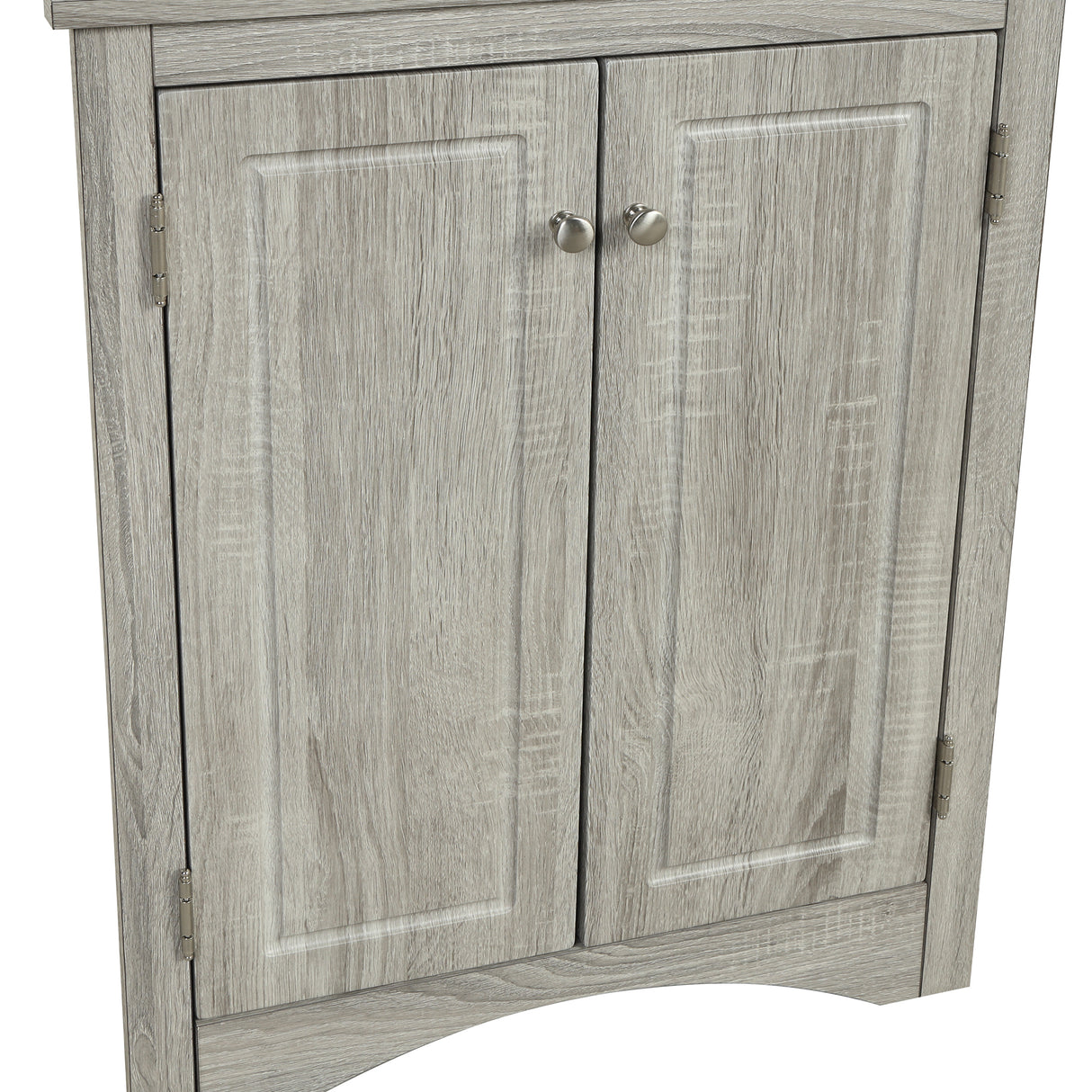 Oak Triangle Bathroom Storage Cabinet with Adjustable Shelves, Freestanding Floor Cabinet for Home Kitchen - V.I.P Digital Presence